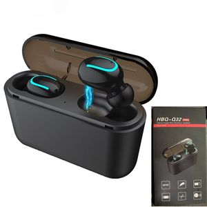 Q32 TWS Bluetooth 5.0 Casque Écouteurs avec Power Bank Mini Casque sans fil Stéréo Sports Sans fil EDR Mains libres Gaming Mic Earbud