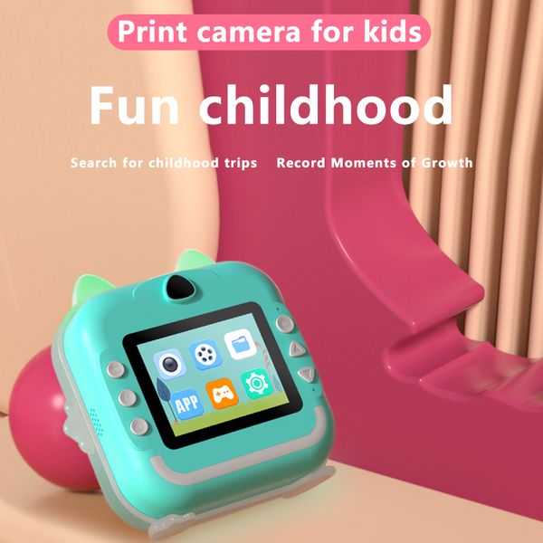 Q5 Kids Print Camera Imprimante instantanée 2,4 pouces Écran IPS 2024 Caméra vidéo numérique pour enfants Thermal Paper Photo Printing Childrens Camera Camera Educational Toys Cadeaux