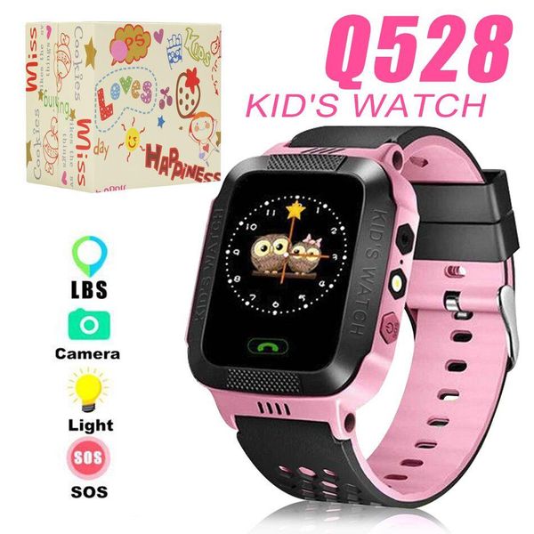 Enfants Q528 Smart Wather Wateproof LBS Tracker SmartWatches SIM Card Slot avec caméra SOS Chat vocal Smartwatch pour smartphone