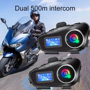 Q58 MAX Motorhelm Draadloze Bluetooth Headset Intercomunicador Moto LCD Display FM Radio Muziek Delen Voor 2 Rider 500m Intercom