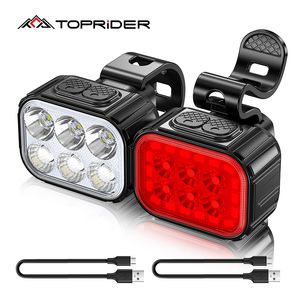 Q6 fietslicht voor en achter Luz Delanta Bicicleta MTB Bike Koplamp Oplaadbare lamp Bicycle Lanterna Cycling Flashlight