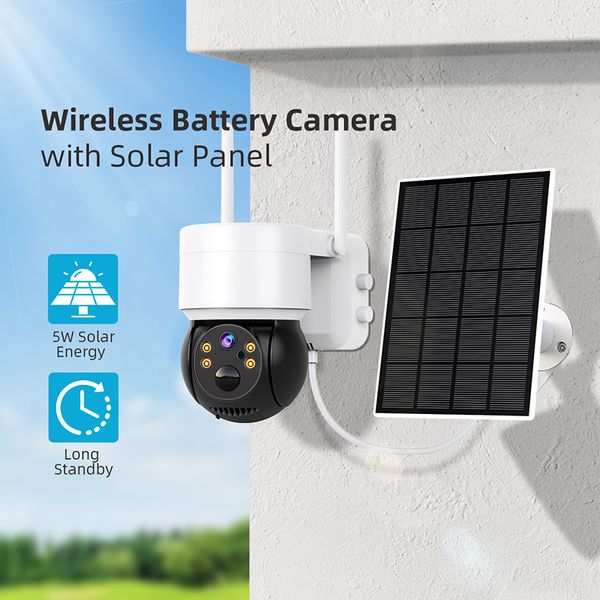 Q6 Cámara PTZ WiFi Batería inalámbrica para exteriores Cámara IP solar Cámara de videovigilancia HD de 2MP Detección humana PIR Tiempo de espera prolongado Aplicación iCsee