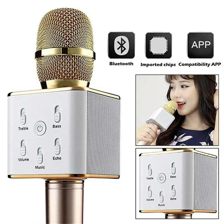 Q7 Microfono palmare Bluetooth Wireless KTV con altoparlante Mic Microfono Altoparlante Lettore Karaoke portatile