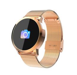 Q8 Round Smart Watch with Metal Strap Color Blood Oxygen Veler Información de monitor de frecuencia cardíaca Push Bluetooth 40 Smartwatch7744799