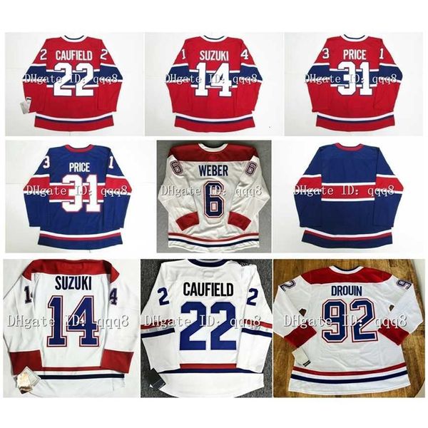 q888 22 Chandail de hockey Cole Caufield Nick Suzuki Carey Price Josh Anderson Ben Chiarot Shea Weber Brendan Gallagher Jonathan Drouin Tyler Pitlick