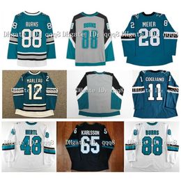 q888 Chandails de hockey Logan Couture Erik Karlsson Ferraro Timo Meier Jasper Weatherby Brent Kaapo Kahkonen Hertl Andrew Cogliano