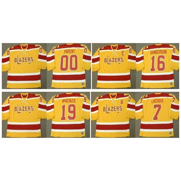 q888 Vintage Blazers Jersey 00 BERNIE PADRE 7 ANDRE LACROIX 16 DEREK SANDERSON JOHNNY McKENZIE Personalizado Cualquier nombre Número Retro Hockey