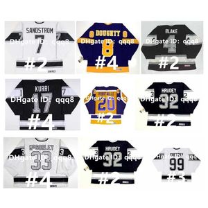 Q888 Vintage CCM Hockey Jersey Jari Kurri Sandstrom Marty McSorley Marcel Dionne Bernie Nicholls Drew Doughty Anze Kopitar Luc