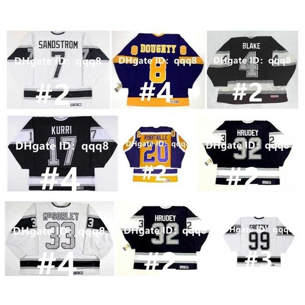 q888 Vintage CCM Hockey Jersey Jari Kurri Sandstrom Marty McSorley MARCEL DIONNE BERNIE NICHOLLS DREW DOUGHTY ANZE KOPITAR LUC