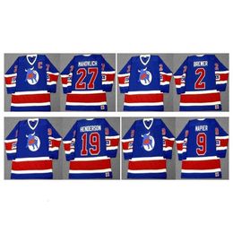 q888 Vintage Toronto Jersey 27 FRANK MAHOVLICH 19 HENDERSON 9 MARK NAPIER 2 CARL Bleu Personnalisé N'importe quel nom Numéro CCM Hockey