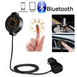 Q8S Kit voiture Bluetooth/mains libres transmetteur FM lecteur MP3 lecteur de carte TF double USB chargeur de voiture Extension allume-cigare