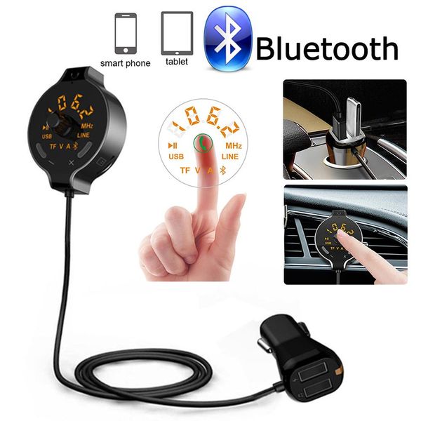 Q8S Car Kit Bluetooth / Manos libres Transmisor FM Reproductor de MP3 Reproductor de tarjeta TF Cargador de coche USB dual Extensión del encendedor de cigarrillos