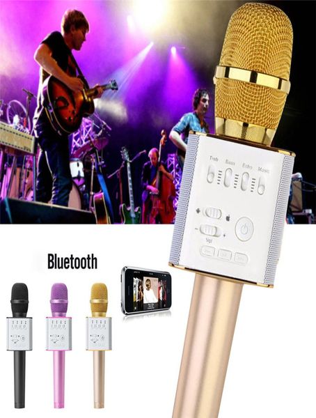 Q9 Micrófono inalámbrico Bluetooth de mano con altavoz Micrófono Karaoke Canto Tocadiscos KTV para iPhone 7 Plus Samsung con Packag4209652