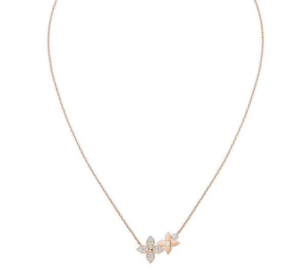 Q93689 Collier de fleur de dylle concepteur de diamants en or rose Collier pendentif de trèfle à quatre feuilles