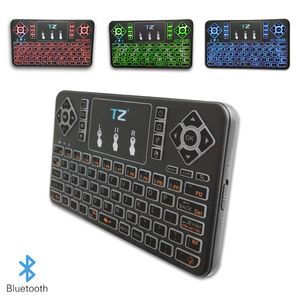 Q9s Mini colorido teclado inalámbrico Bluetooth retroiluminado fresco con panel táctil Q9 Air Mouse Control remoto para Android TV tableta con caja