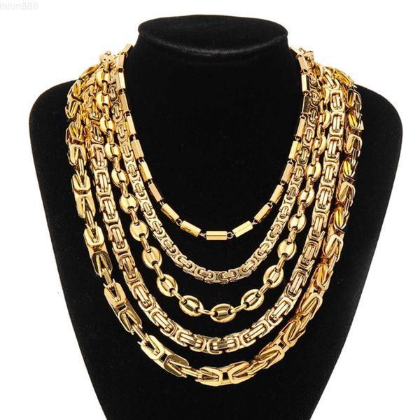 Qanxi Factory Hot Sales Mayor Mayor Mayor Mayor 18k Gold de acero inoxidable Punk Hip Hop Collares Joyas para hombres