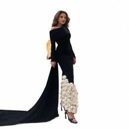 Qanz Luxury Arabia Saudita Vestidos de noche Mangas completas Satén FRS Formal Ocn para mujeres LG Train Abendkleider Luxus 2024 x47S #