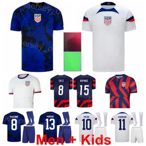 US Men Kids United States Soccer Jerseys National Team PULISIC MORGAN RAPINOE PEPI AARONSON ROBINSON MCKENNIE ZIMMERMAN WEAH ADAMS Football Shirt Kits World Cup