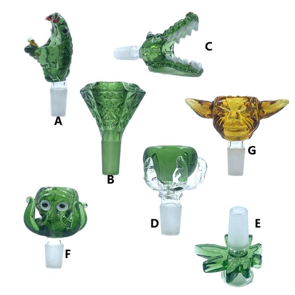 QB bol en verre Pyrex épais pour animaux avec 14mm 18mm mâle serpent poulpe Crocodile Smokig Bong bols pour conduites d'eau