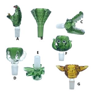 QB Bol animal en verre Pyrex épais avec narguilé 14 mm 18 mm Mâle Vert Bleu Serpent Poulpe Crocodile Herbe Tabac Bong Bols pour conduites d'eau en verre Bongs