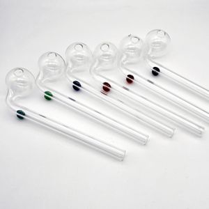 Pipe à mazout en verre Pyrex, accessoires pour fumer, 14cm, 90 °, LOGO, couleur transparente, gros tube, pointes d'ongles, bong