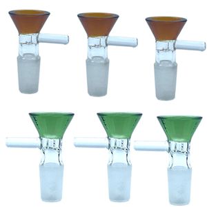 Waterpijpen 5 mm dikke glazen bong slides met handvat kom trechter Mannelijke zandloper kleurrijk 14 mm Rookaccessoires Waterpijp bongs 18 mm kommen