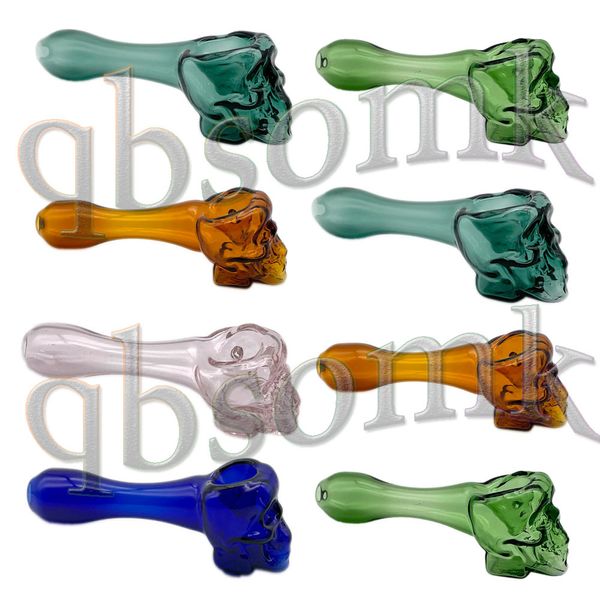 QBsomk 3.8inch Crâne Tabac Pipe En Verre Cuillère Pipes Pour Huile Mini Pipes Pipe À Eau Bongs À Main Tuyaux De Brûleur À Huile