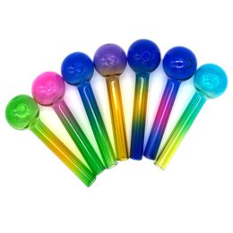 Qbsomk barato 4 pulgadas Rainbow Pyrex Glass Oil Burner Pipe Calidad colorida Grandes tubos Tubos Puntas de uñas pipa para fumar