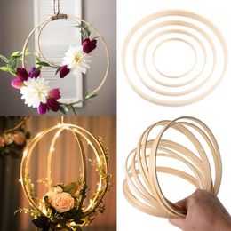 Home Decor Bamboo Ring houten cirkel rond catcher Diy hoepel voor bloemkrans tuin tuinplanten decor ophangen