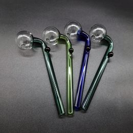 Qbsomk gebogen glazen olie brander buizen gekleurde duidelijke 2-stijl bal od 30mm buisdiameter 10mm met kleurrijke beugel voor rookwater hand pipe bubbler dab rig