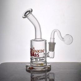 QBsomk Bécher en verre Bong Dunkin's Cup Épaisseur Mur de verre Tuyaux d'eau pour fumer super lourds avec tuyau de brûleur à mazout en verre à joint mâle de 14,4 mm