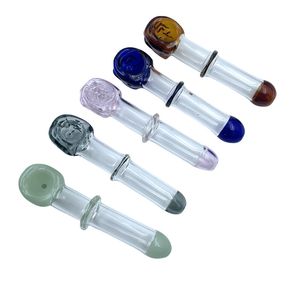 Quemador de aceite de vidrio, tubo con diseño de calavera, tubo de mano coloreado, tubo recto, tubos Pyrex, vidrio de cera