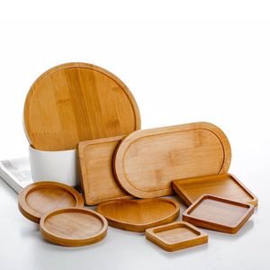 Multi plateau en bambou soucoupe en bois Pot de fleur plateau tasse Pad caboteur assiette cuisine assiette décorative caboteur créatif tasse à café tapis