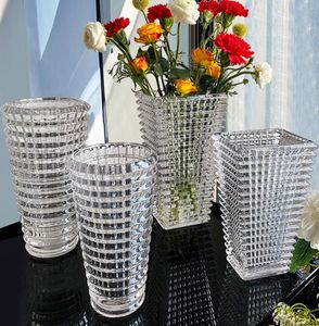 Florero de cristal de estilo europeo creativo de lujo ligero, flor seca, adorno de mesa, utensilios decorativos, jarrones de terrario para Decoración