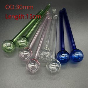 QBsomk Hookahs 6.0 pulgadas 15 cm de longitud Pyrex Glass Oil Burner Pipe Clear Blue Green Heady Water Hand Pipes Accesorios para fumar