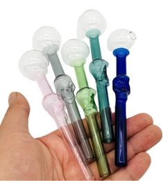 QBsomk cráneo burbujeador tubos de vidrio pyrex Vidrio curvo Quemadores de aceite Tubos Tubo de vidrio de 5,5 pulgadas de longitud Balancer Skull Pipe pipas para fumar