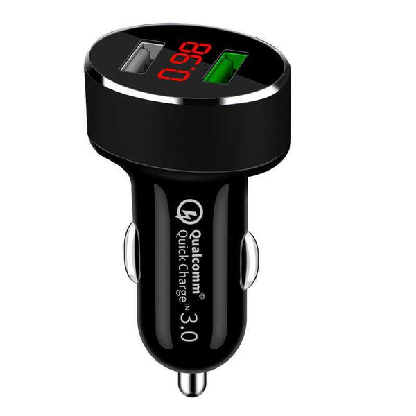 QC 3.0 double chargeur de voiture Usb allume-cigare de voiture universel USB chargeur de voiture avec affichage de la tension de voiture pour iphone Samsung Xiaomi