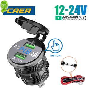 QC 3.0 Dual USB autoladeraansluiting met kabel waterdichte snelle lading power uitlaat voor 12V-24V motorboot Marine Truck ATV