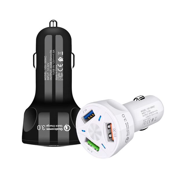 QC 3.0 Chargeur de voiture rapide Charge rapide 3.0 Chargeur rapide à 3 ports pour l'adaptateur de charge de voiture pour Samsung Huawei Xiaomi