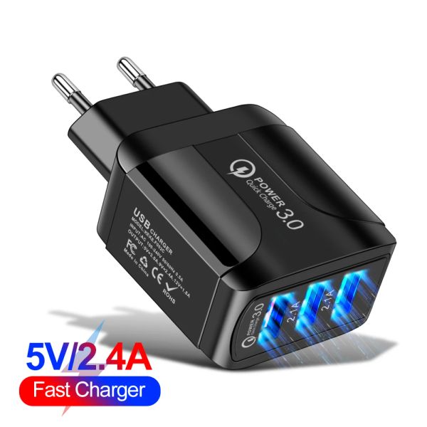 QC 3.0 Alimentation Power Voyage 3 Chargeur de port USB Adaptateur universel 5V 2A PC UK / EU / US Butterfly Charger illuminé pour téléphone mobile