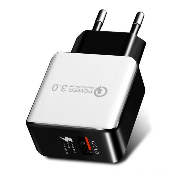 QC 3.0 Chargeur mural Qualcomm USB Charge rapide Adaptateur secteur de voyage double couleur Charge rapide US EU Plug pour iphone Samsung 200pcs / lot