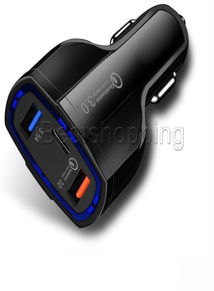 QC 30 Chargeur de voiture rapide 31a Chargeur de téléphone de voiture rapide LED Dual USB Charger de chargement rapide DC 1224V pour smartphones Withouth Package9167770