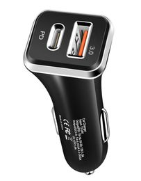 QC 30 chargeur de voiture rapide 36W USB Charge rapide Type C PD chargeurs USB de voiture rapides pour iPhone Samsung Xiaomi ordinateurs portables mobiles 4089810