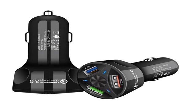 QC 30 chargeur de voiture rapide Charge rapide 30 3Ports chargeur rapide pour adaptateur de Charge de voiture pour samsung Huawei Xiaomi8952697