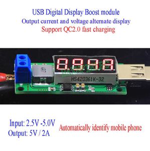 QC2.0 DC-DC-5V a 5V 2A módulo de potencia pantalla digital convertidor de refuerzo carga rápida 2.5