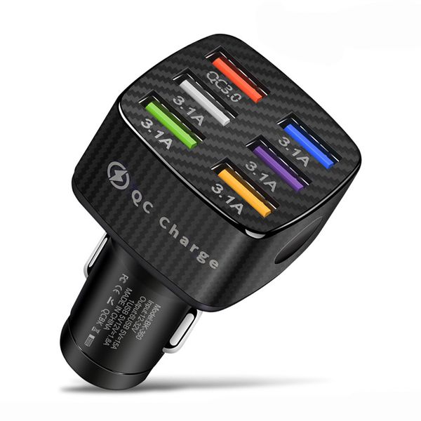 QC3.0 chargeur de voiture 6USB Port chargeur de téléphone de voiture DC12V-32V 3A Charge rapide allume-cigare adaptateur de voiture prise de Charge pour Huawei iPhone