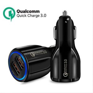 Chargeur de voiture QC3.0 double chargeur USB charge rapide 5V 2.4A chargeurs adaptateur de charge rapide pour iPhone 13 12 11 Pro Max X 8 7 et téléphones Samsung