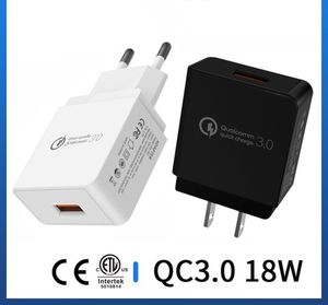 QC3.0 CE ETL Certificado 9V 2A Cargador rápido Adaptador de corriente USB UE EE. UU. Enchufe Carga de pared para teléfono móvil