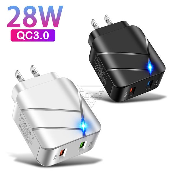 Chargeur mural USB QC3.0 à double Ports 5V 3A, prises EU US, adaptateur de charge rapide pour iPhone13 12 Pro Max Samsung S21