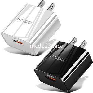 QC3.0 Chargeurs adaptatifs rapides Charge rapide Eu US 3A 18W Adaptateur secteur Chargeur mural USB pour IPhone 13 14 15 Pro max Samsung Tablet PC m1